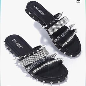 Cape Robbin Xtreme Studded Sandals- Black and Silver
